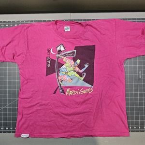 Vintage 80s Mardi Gras Tshirt XL Pink Single Stitch Y2K Music Streetwear Skater